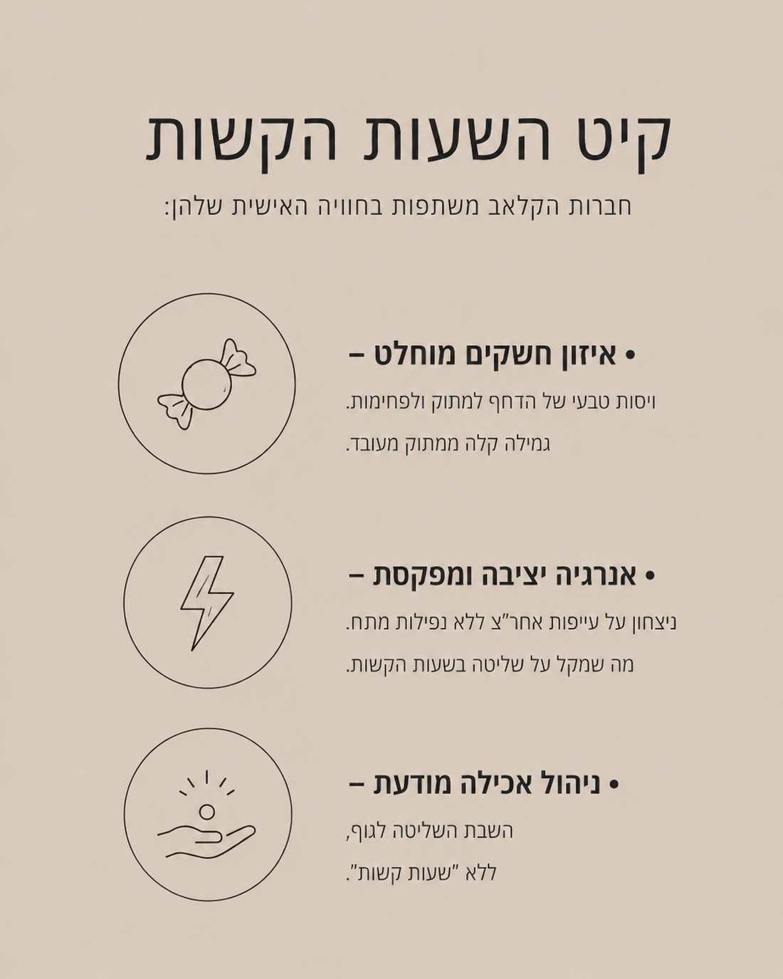 קיט שעות קשות - איזון הדחף למתוק